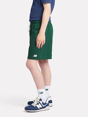 New Balance Green Kids French Terry Small Logo 100% Cotton Shorts - Image 4 of 9