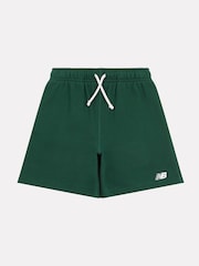 New Balance Green Kids French Terry Small Logo 100% Cotton Shorts - Image 7 of 9
