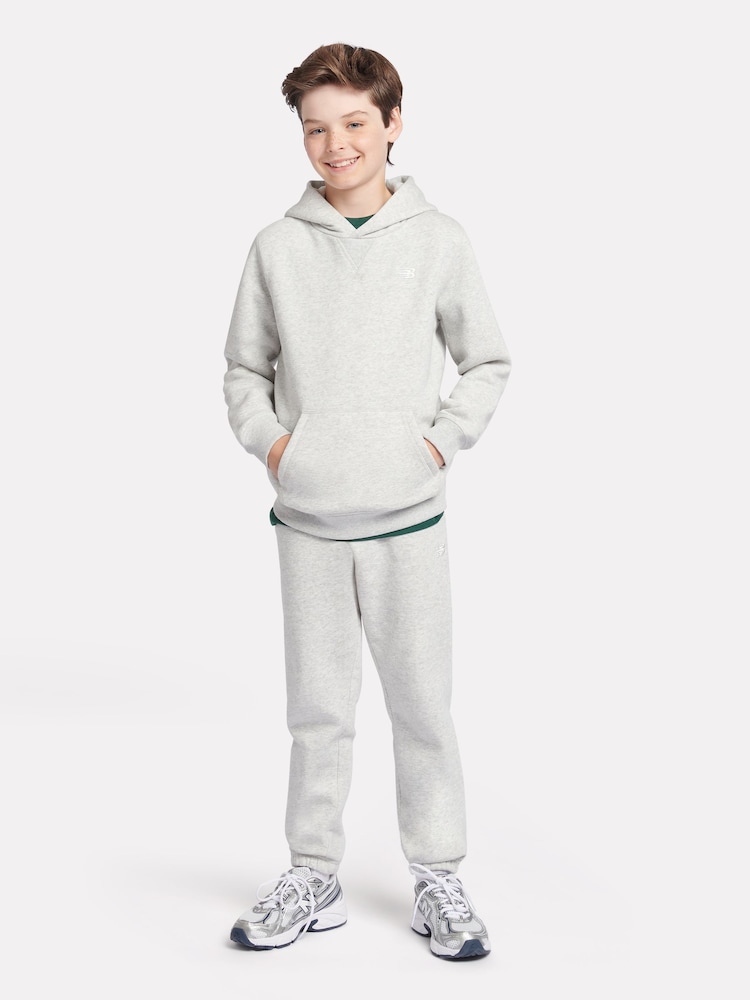 New Balance Grey Small Boys Brush Back Logo Hoodie - Image 5 of 8