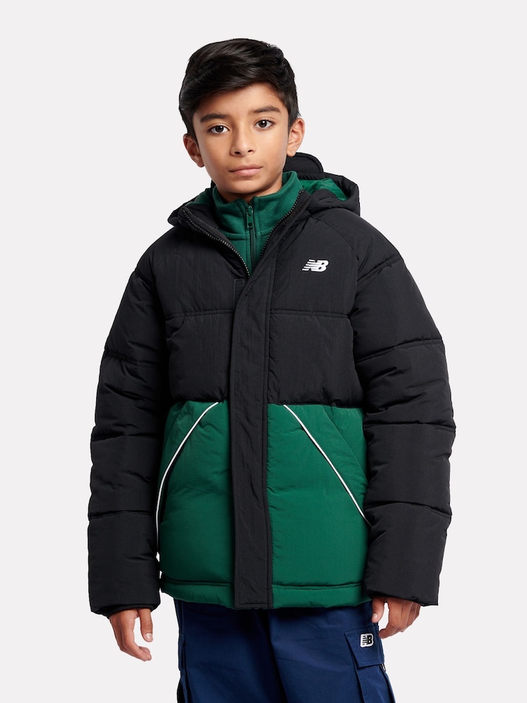 New Balance Black Boys Raglan Puffer Coat - Image 1 of 12 New Balance Black Boys Raglan Puffer Coat - Image 1 of 12