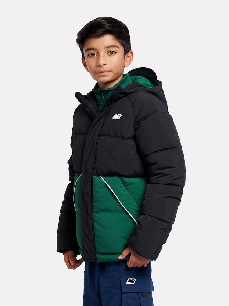 New Balance Black Boys Raglan Puffer Coat - Image 2 of 12 New Balance Black Boys Raglan Puffer Coat - Image 2 of 12