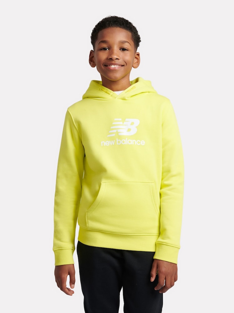 New Balance Yellow Boys Brush Back Stacked Logo Hoodie - Image 1 of 6