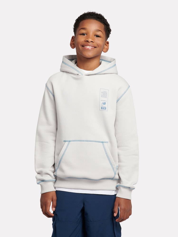 New Balance Grey Boys 574 Diagram Hoodie - Image 1 of 10