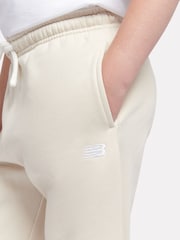 New Balance White Small Boys Brush Back Logo Joggers - Image 4 of 8