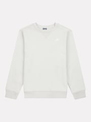 New Balance Light Grey Kids French Terry Small Logo Crew 100% Cotton Sweater - Image 1 of 3