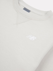 New Balance Light Grey Kids French Terry Small Logo Crew 100% Cotton Sweater - Image 3 of 3