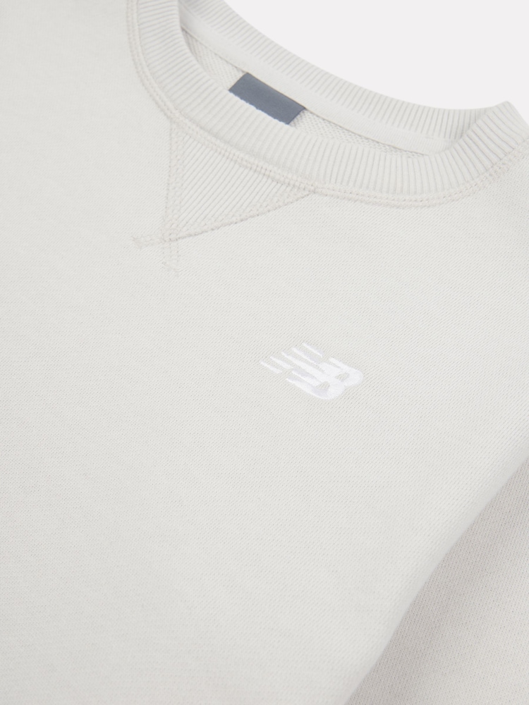New Balance Light Grey Kids French Terry Small Logo Crew 100% Cotton Sweater - Image 3 of 3