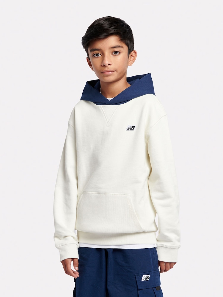 New Balance Cream Boys 100% Cotton Premium Hoodie - Image 1 of 9 New Balance Cream Boys 100% Cotton Premium Hoodie - Image 1 of 9