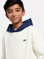 New Balance Cream Boys 100% Cotton Premium Hoodie - Image 4 of 9