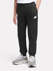 New Balance Black Boys Brush Back Stacked Logo Joggers - Image 1 of 8