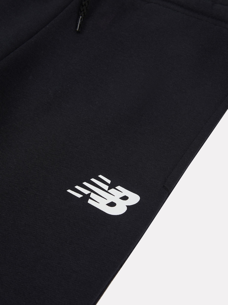 New Balance Black Boys Brush Back Stacked Logo Joggers - Image 8 of 8