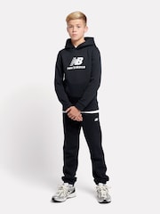 New Balance Black Boys Brush Back Stacked Logo Hoodie - Image 4 of 8
