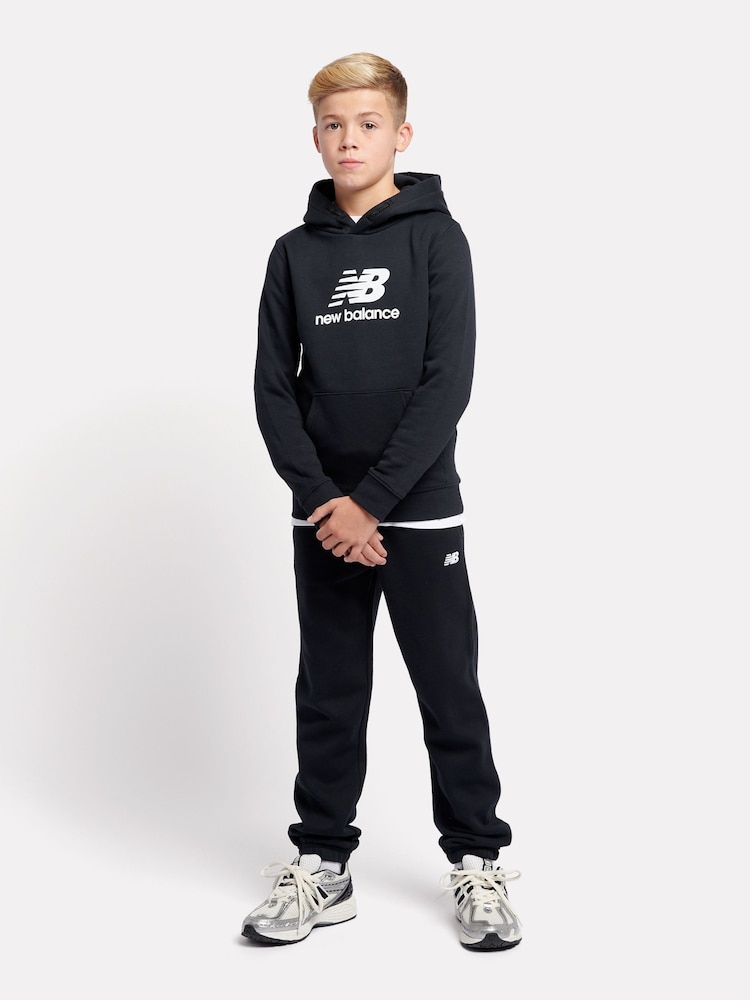 Zwart - New Balance hoodie met geborsteld gestapeld logo aan de achterkant voor jongens - Image 4 of 8