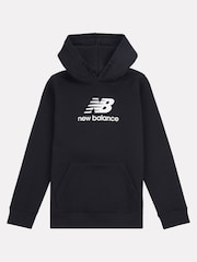 New Balance Black Boys Brush Back Stacked Logo Hoodie - Image 6 of 8