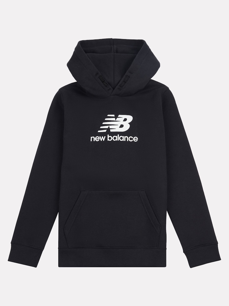 Zwart - New Balance hoodie met geborsteld gestapeld logo aan de achterkant voor jongens - Image 6 of 8