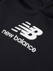 New Balance Black Boys Brush Back Stacked Logo Hoodie - Image 8 of 8