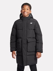 New Balance Black Boys Longline Puffer Coat - Image 2 of 13