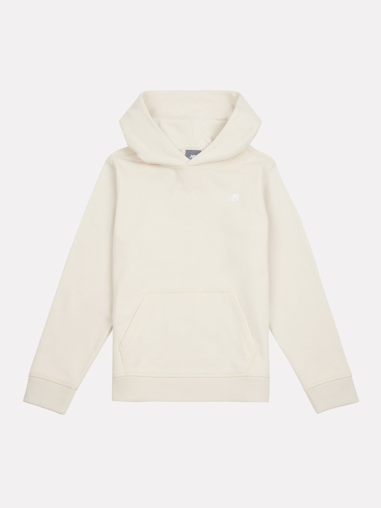 New Balance White Small Boys Brush Back Logo Hoodie - Image 1 of 3