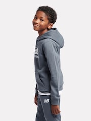 grijs - New Balance hoodie met geborsteld gestapeld logo aan de achterkant voor jongens - Image 2 of 8