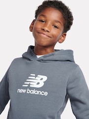 grijs - New Balance hoodie met geborsteld gestapeld logo aan de achterkant voor jongens - Image 4 of 8