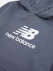 grijs - New Balance hoodie met geborsteld gestapeld logo aan de achterkant voor jongens - Image 8 of 8