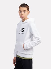 New Balance White Boys Brush Back Stacked Logo Hoodie - Image 2 of 8