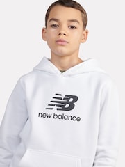 New Balance White Boys Brush Back Stacked Logo Hoodie - Image 4 of 8