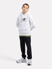 New Balance White Boys Brush Back Stacked Logo Hoodie - Image 5 of 8