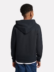 New Balance Black Kids French Terry Small Logo Zip 100% Cotton Hoodie - Image 3 of 8