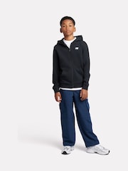 New Balance Black Kids French Terry Small Logo Zip 100% Cotton Hoodie - Image 4 of 8