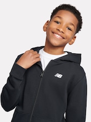 New Balance Black Kids French Terry Small Logo Zip 100% Cotton Hoodie - Image 5 of 8