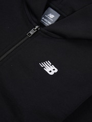 New Balance Black Kids French Terry Small Logo Zip 100% Cotton Hoodie - Image 8 of 8