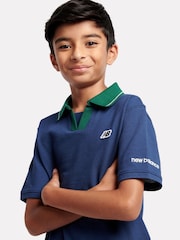 New Balance Blue Boys 100% Cotton Premium Polo Shirt - Image 4 of 8
