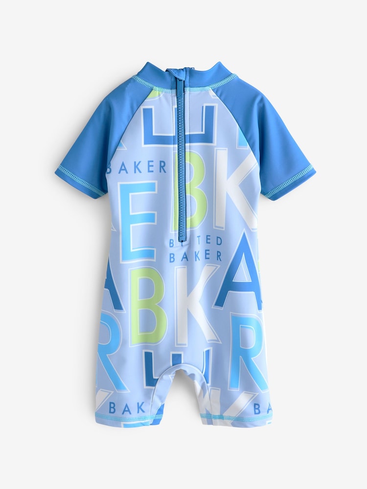 Baker by Ted Baker Blue Sunsafe Swimsuit and Hat Set - Image 2 of 5