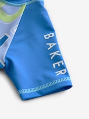 Baker by Ted Baker Blue Sunsafe Swimsuit and Hat Set - Image 4 of 5