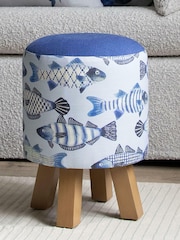 Voyage Maison Cove Cobalt Monty Round Footstool - Image 1 of 2