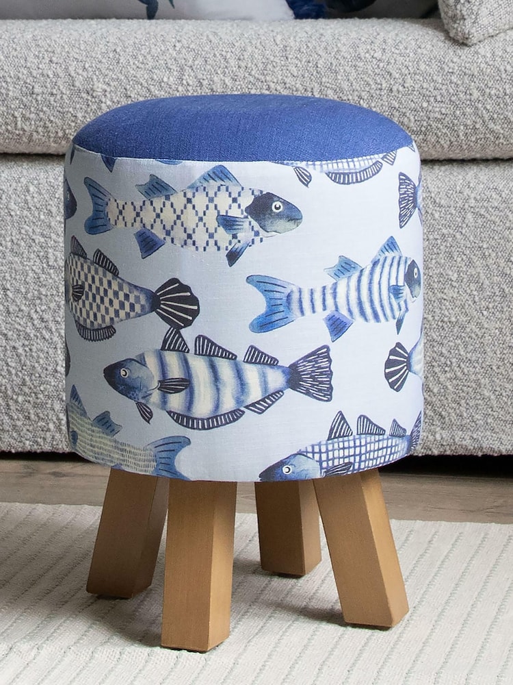 Voyage Maison Cove Cobalt Monty Round Footstool - Image 1 of 2