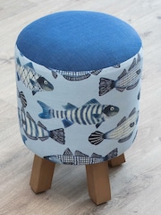 Voyage Maison Cove Cobalt Monty Round Footstool - Image 2 of 2