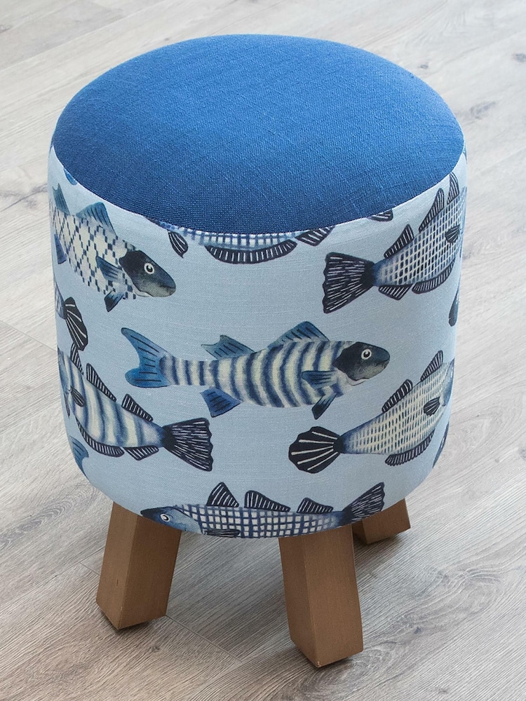 Voyage Maison Cove Cobalt Monty Round Footstool - Image 2 of 2
