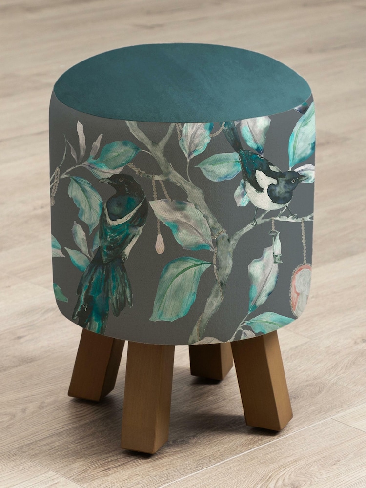 Voyage Maison Collector Charcoal Monty Round Footstool - Image 2 of 2