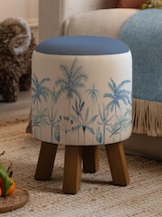 Voyage Maison Cozzo Cobalt Monty Round Footstool - Image 1 of 2