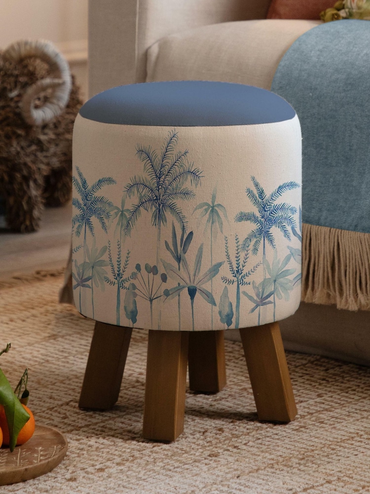 Voyage Maison Cozzo Cobalt Monty Round Footstool - Image 1 of 2