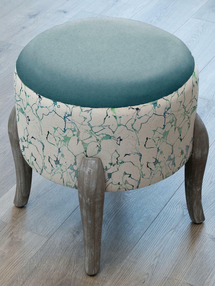 Voyage Maison Carrara Ocean Finn Round Footstool - Image 2 of 2