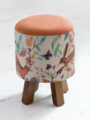Voyage Maison Leaping Into The Fauna Linen Monty Round Footstool - Image 2 of 2