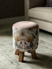 Voyage Maison Varys Gold Linen Monty Round Footstool - Image 1 of 2