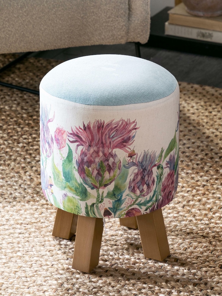 Voyage Maison Fairytale Bristles Damson Monty Round Footstool - Image 1 of 2