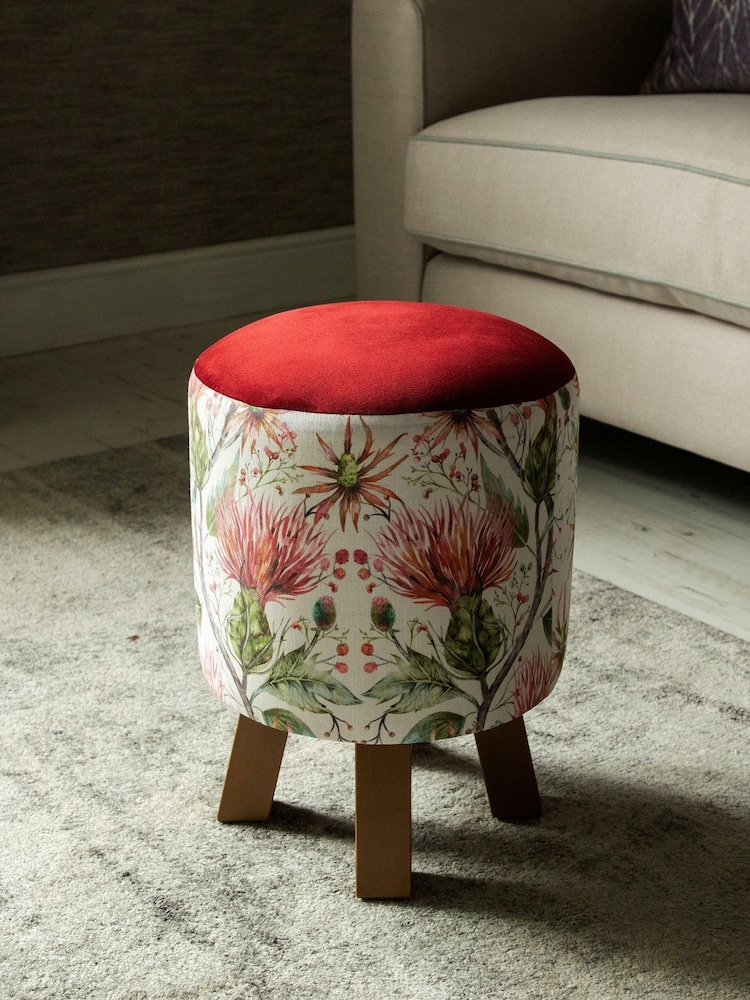 Voyage Maison Varys Russet Linen Monty Round Footstool - Image 1 of 2