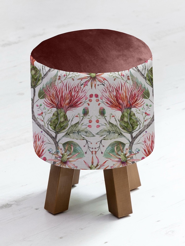 Voyage Maison Varys Russet Linen Monty Round Footstool - Image 2 of 2