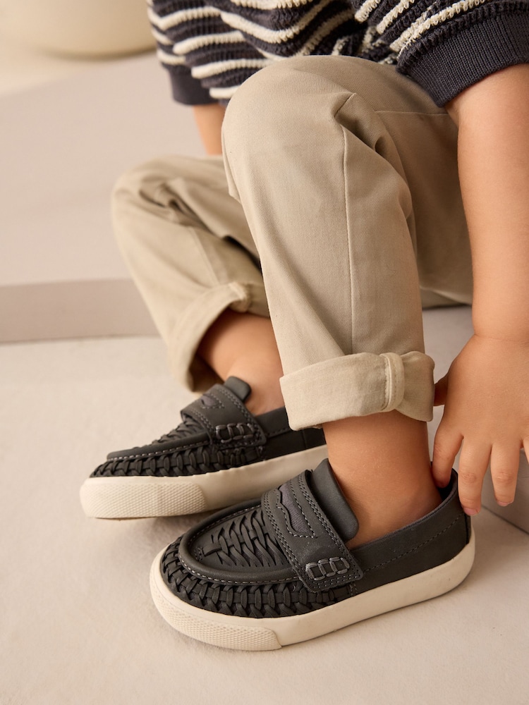Charcoal Grey Woven Loafers - Image 1 of 9