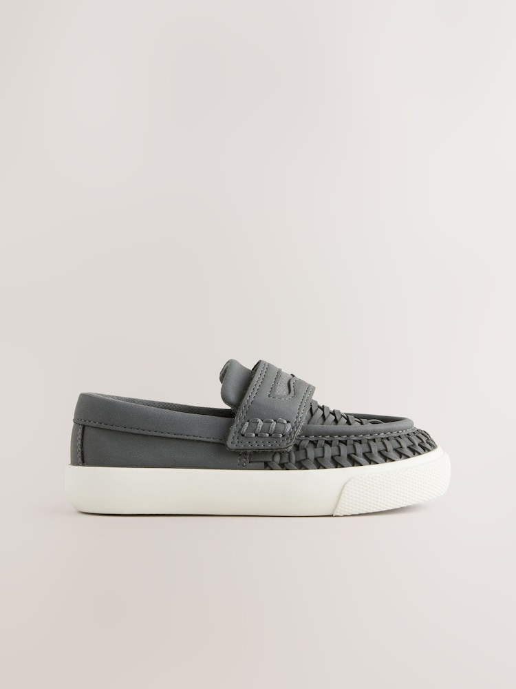Charcoal Grey Woven Loafers - Image 4 of 9